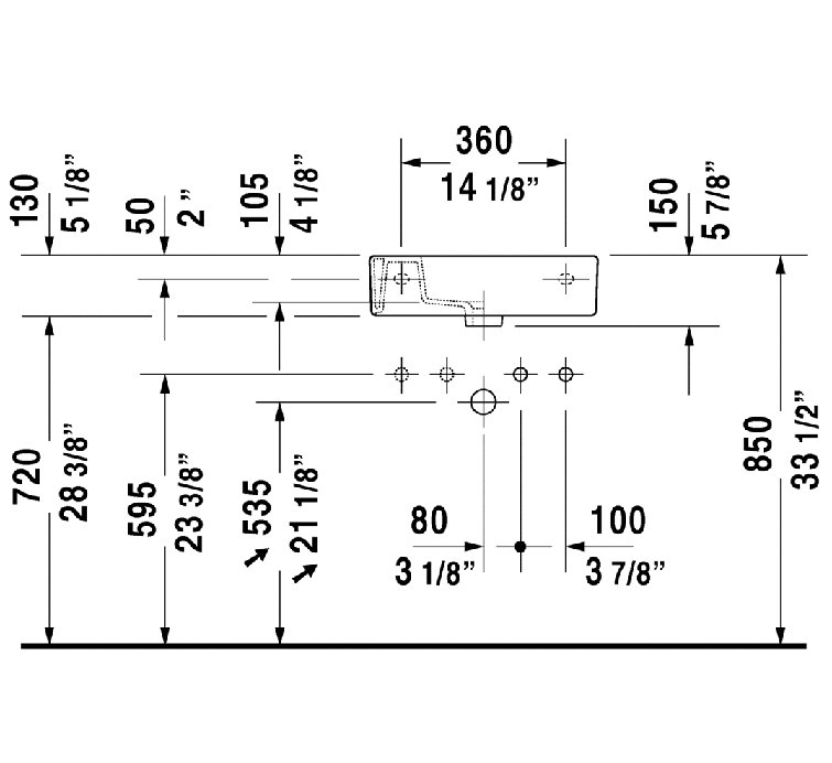 Duravit Vero Ceramic Rectangular Vessel Bathroom Sink with Overflow